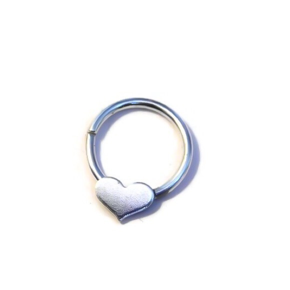 20G-14G 925 Sterling Silver Heart Septum Ring Daith Cartilage Hoop Earring - Picture 2 of 8